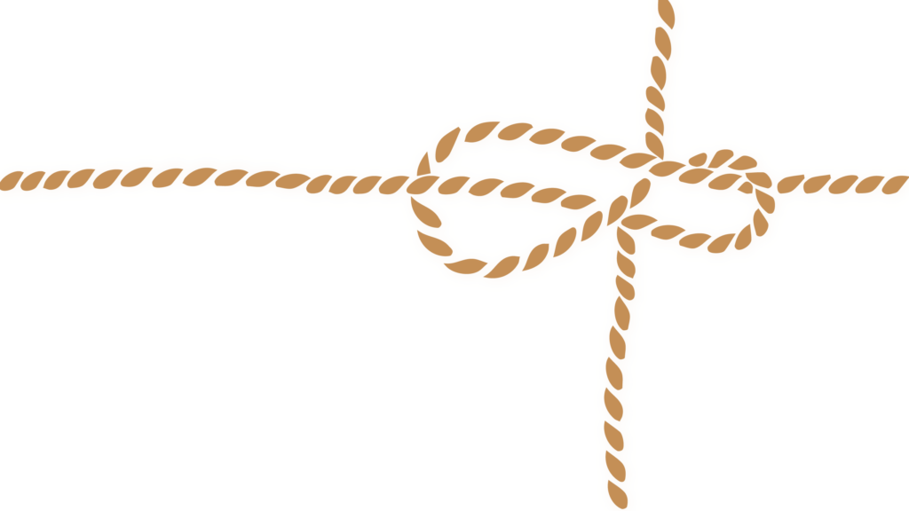 Grafik, in Farbe Gold, Seil, Knoten in "Acht" form.