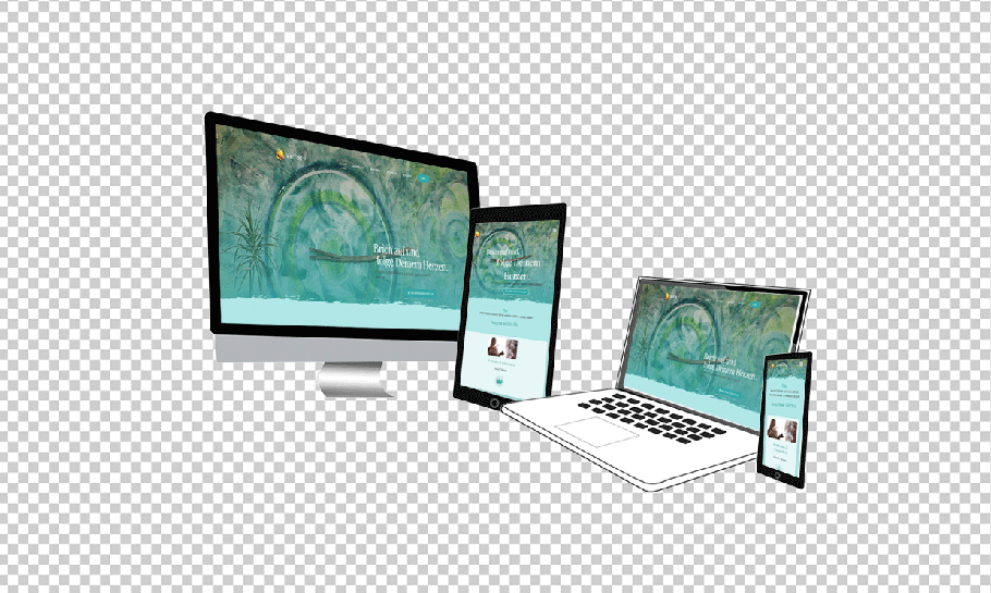 verschiedene Bildschirmgrößen als Collage mit Desktops, Tablets und Smartphones.